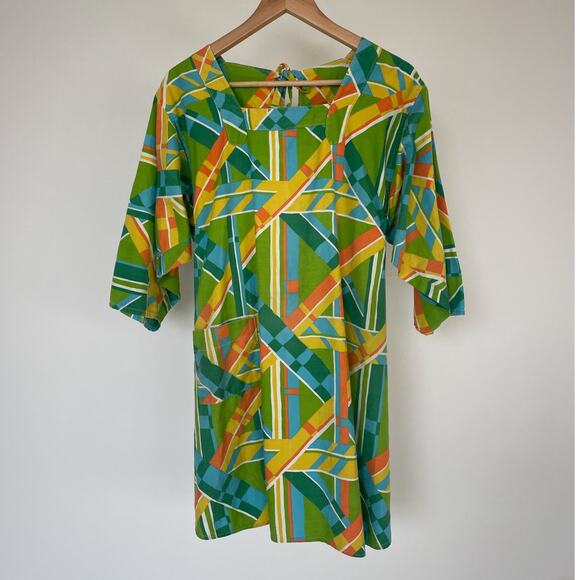 other Tops - Vintage 60's Green Geometric Artist Smock / One Size / Retro Novelty Mod